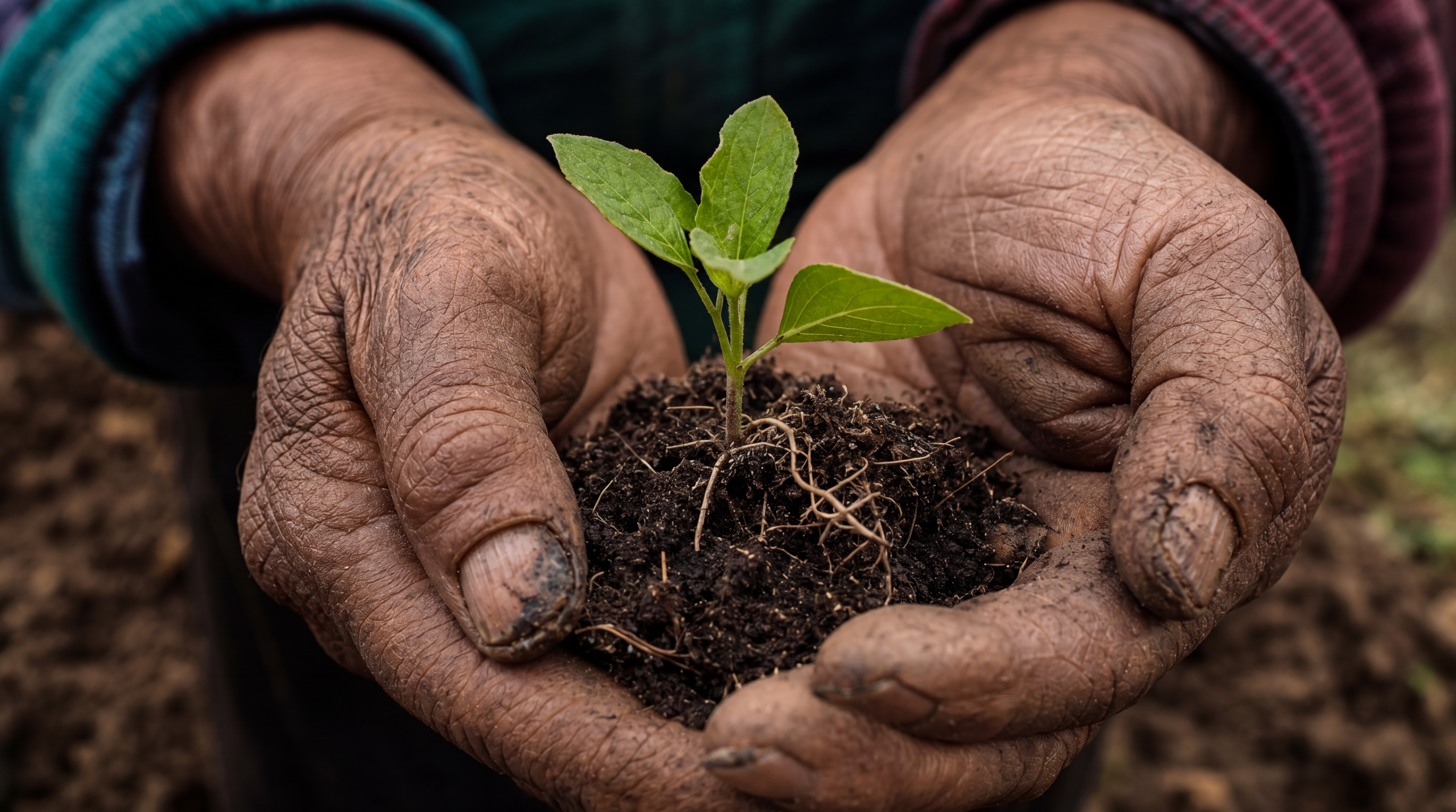 Manos sosteniendo una planta como símbolo de sostenibilidad